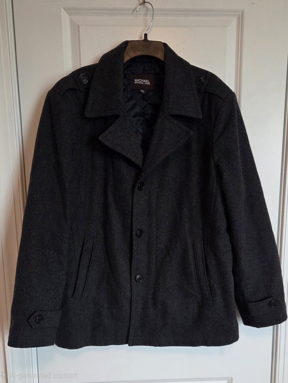 MICHAEL Michael Kors Men’s Charcoal Wool Blend Quilted Jacket L